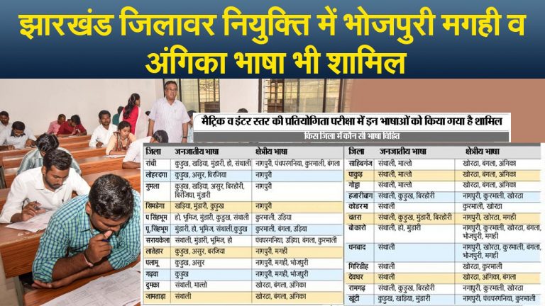 झारखंड जिलावर नियुक्ति में भोजपुरी मगही व अंगिका भाषा  भी शामिल