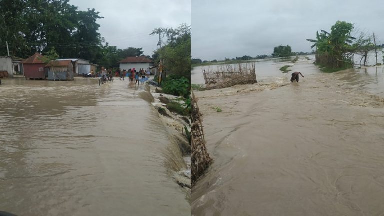 Flood in Bihar: अररिया में एनएच 327 E पर बह रहा तीन फुट पानी, सहरसा में तिलाबे नदी पर बना डायवर्सन बहा