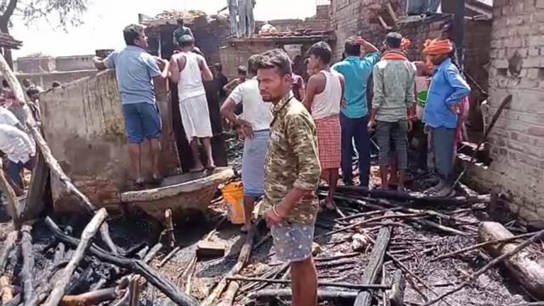 पलामू के पीपरा गांव के गौशाला में लगी आग, 5 बकरियां जिंदा जली, हजारों का हुआ नुकसान