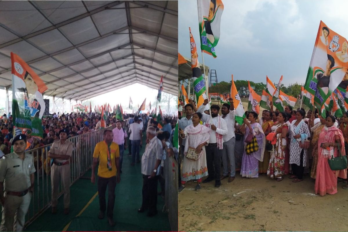 प्रियंका गांधी की चुनावी सभा में पहुंचे लोग