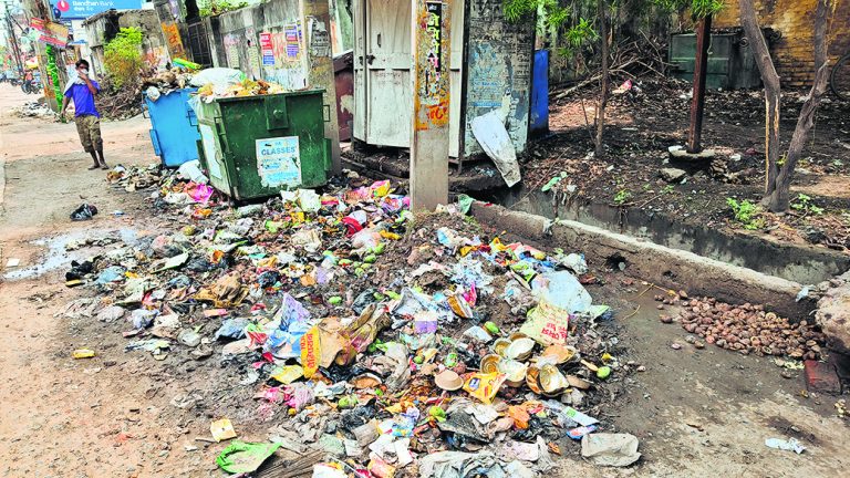 सफाई नहीं होने से शहर की सड़कों पर लगा कचरे का अंबार, आने लगी दुर्गंध