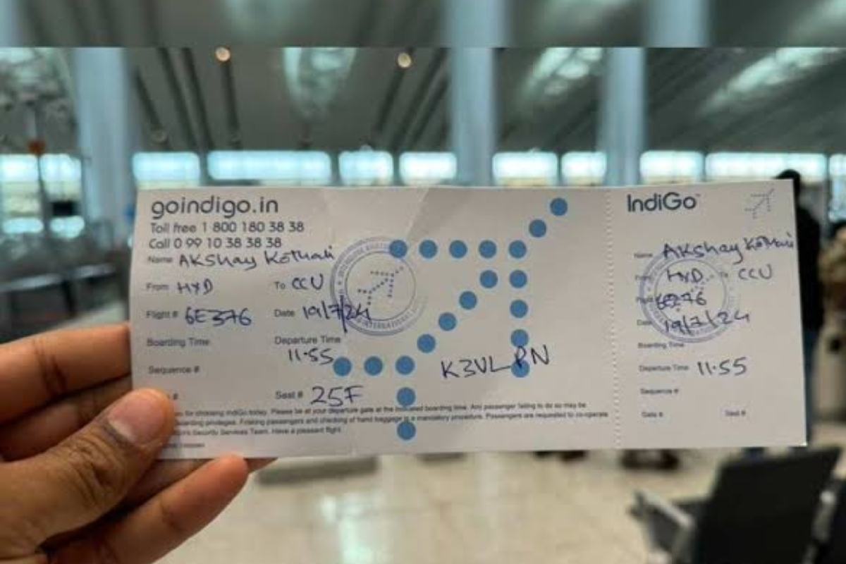 Indigo handwritten boarding pass