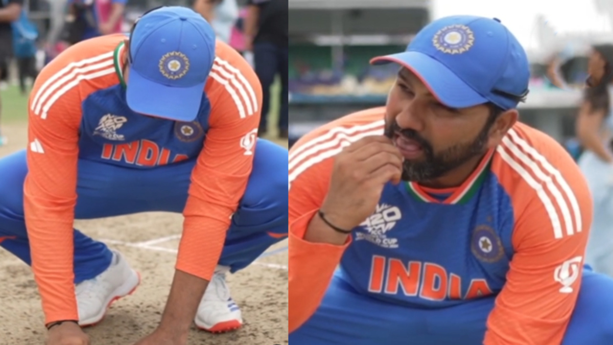 Rohit Sharma eating soil after india won the world cup