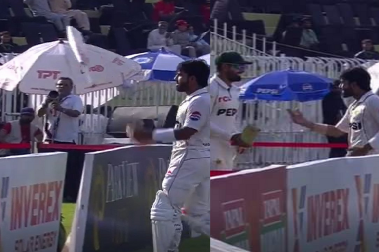 Pak vs Ban:बांग्लादेश टेस्ट के दौरान मोहम्मद रिजवान ने बाबर आज़म की तरफ़ बल्ला फेंका. इसके बाद हुआ ये