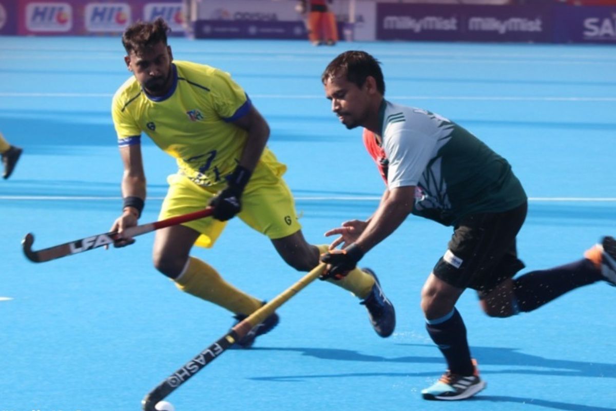 Players in action during match between UP and Kerala. Image: Hockey India Social Media