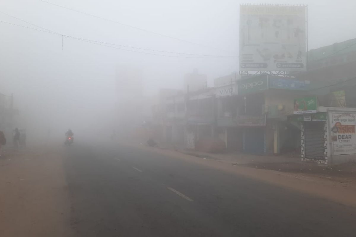 सुबह में कोहरा छाया हुआ