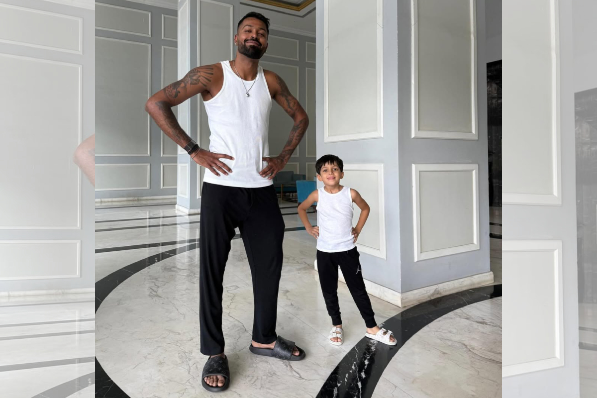 Hardik Pandya with his son