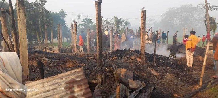 आग से पांच घर जले, लाखों का नुकसान
