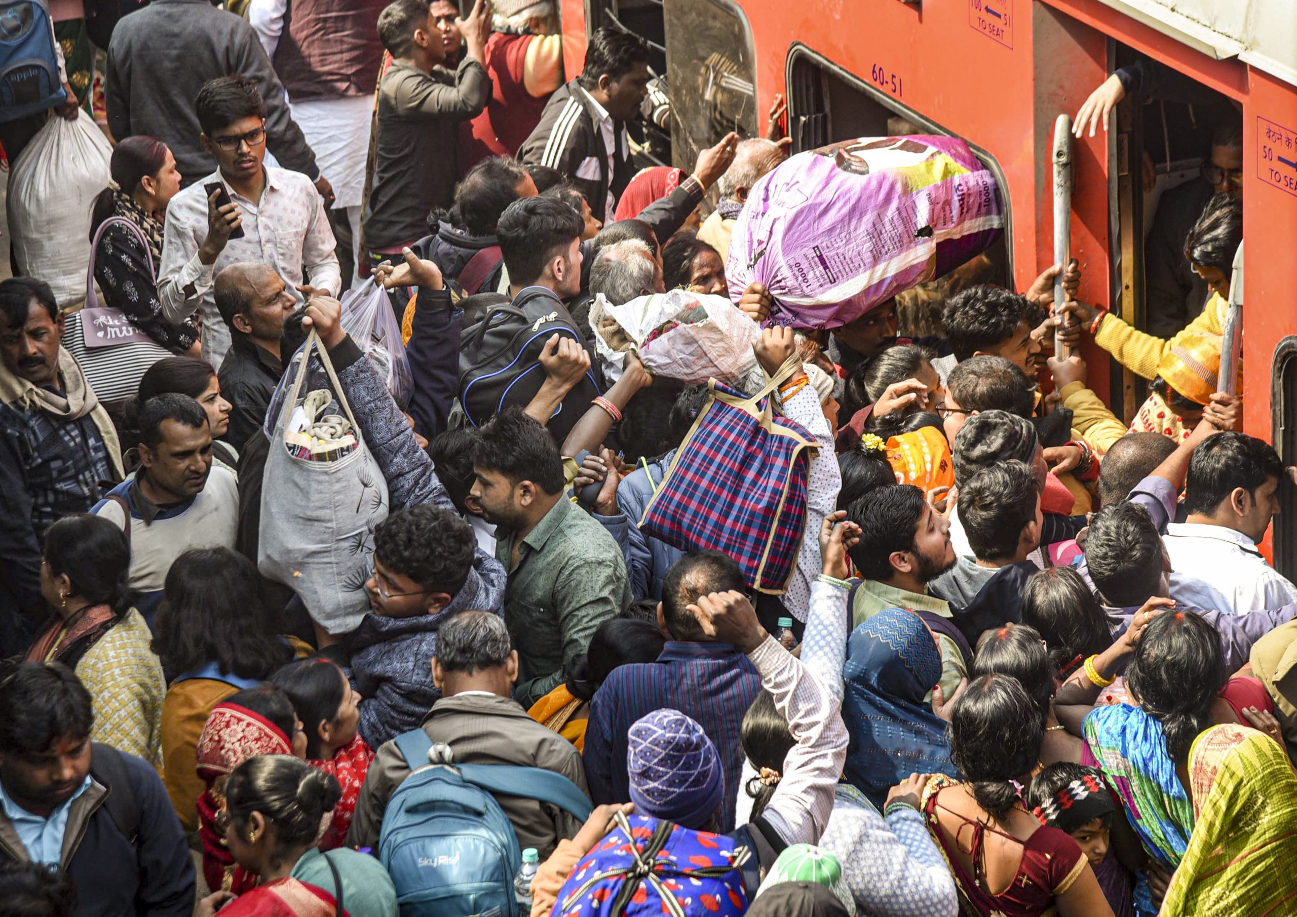 overcrowded train