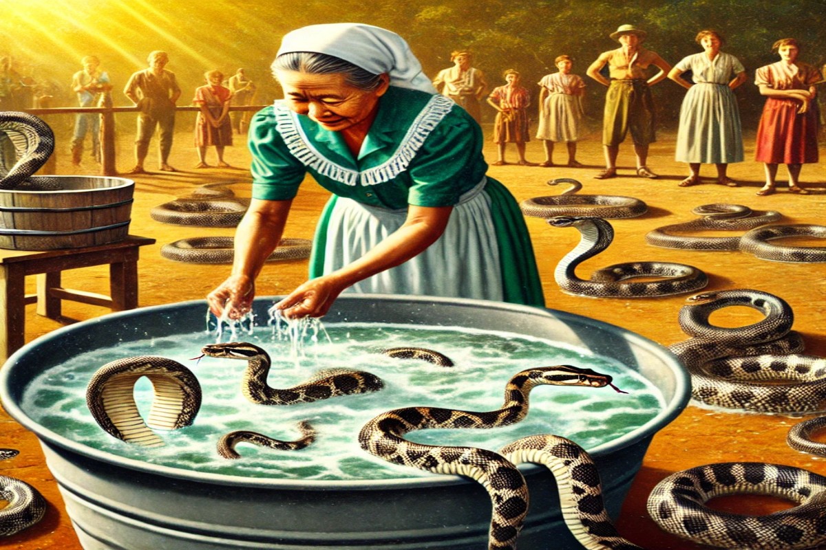 woman washed snakes like clothes