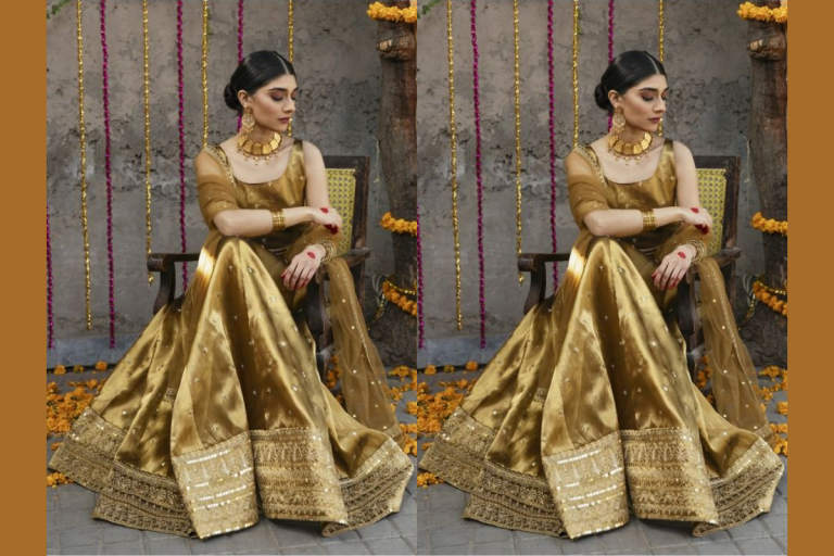 Golden Lehenga Design: अपनी पसंद से बनवाएं ये गोल्डन एस्थेटिक लहंगा, टेलर भैया को ऐसे करें गाइड