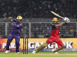 IPL 2025 KKR vs RCB: Virat Kohli plays a shot during match between Kolkata Knight Riders and Royal Challengers Bengaluru