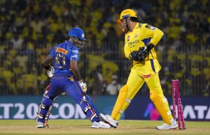 CSK vs MI: Suryakumar Yadav being stumped out by MS Dhoni