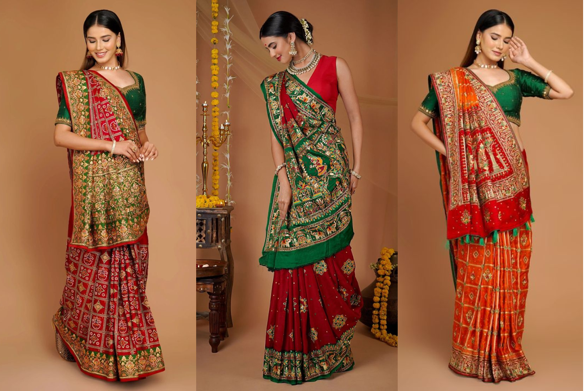 Designer Bandhej Saree for Navratri