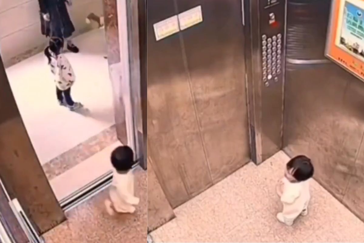 Child stuck in lift due to careless parents