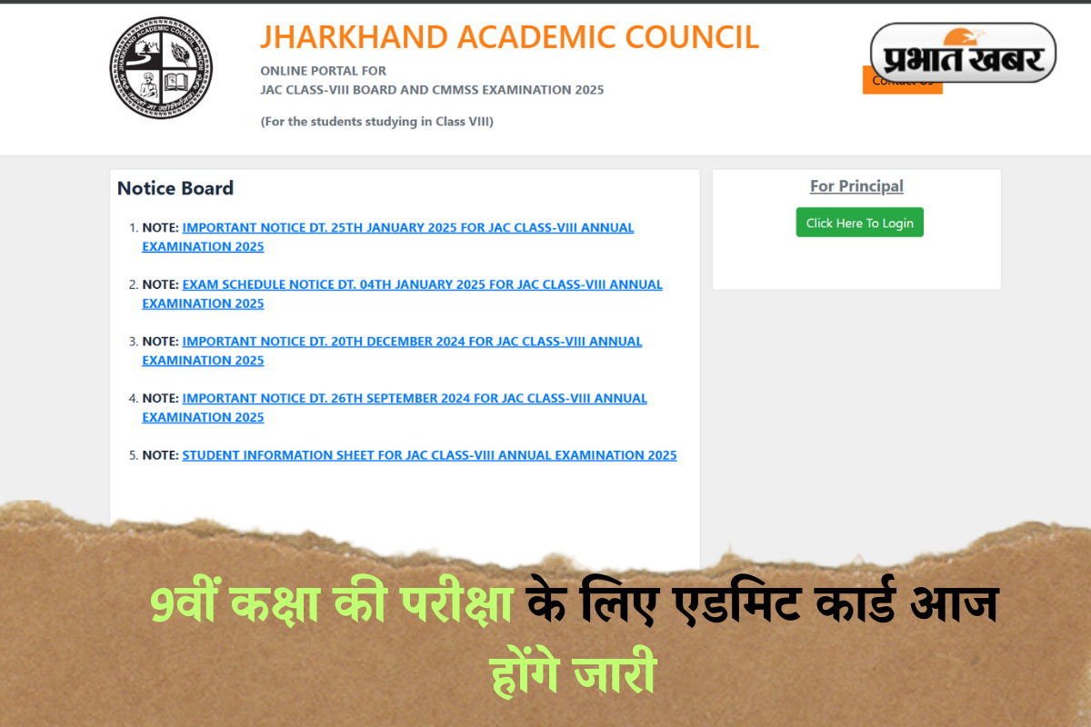 Jharkhand JAC 9th Admit Card