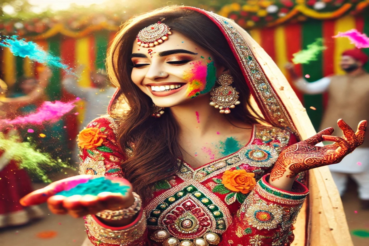 bride holi celebration