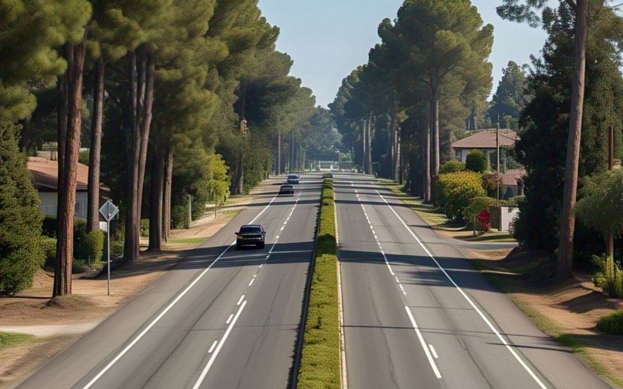 four lane road photo
