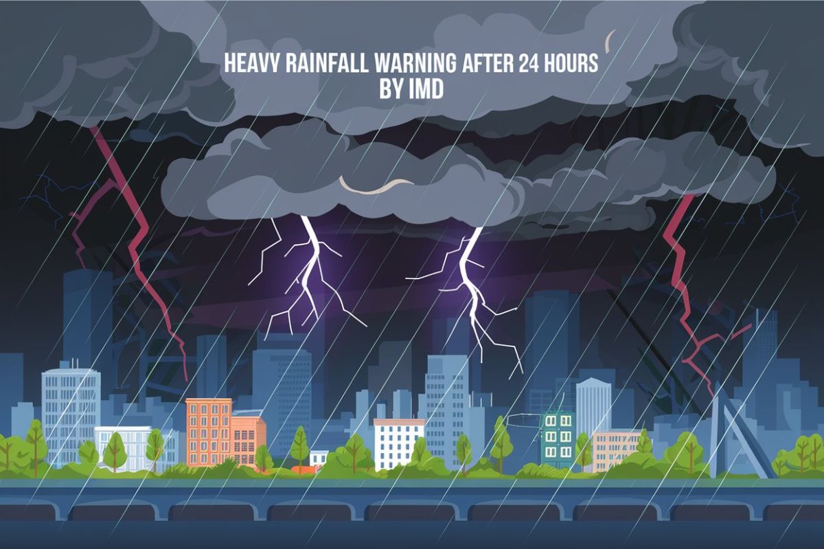AI Image heavy rainfall warning after 24 hours by IMD