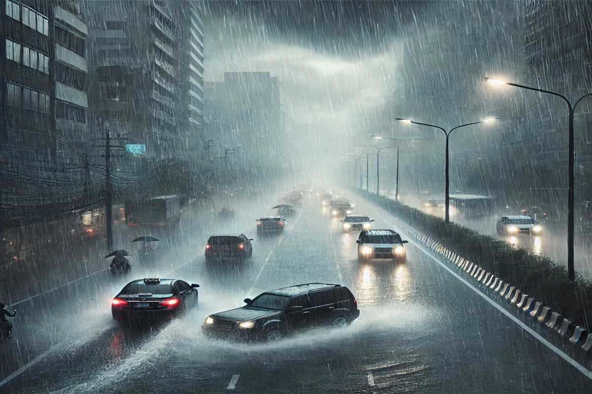 AI Image Heavy rain alert