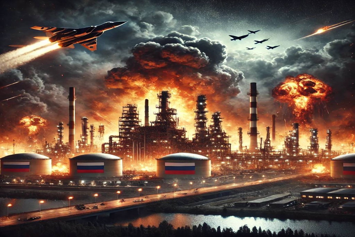AI Image Ukraine deadly attack on Russia burns oil refinery