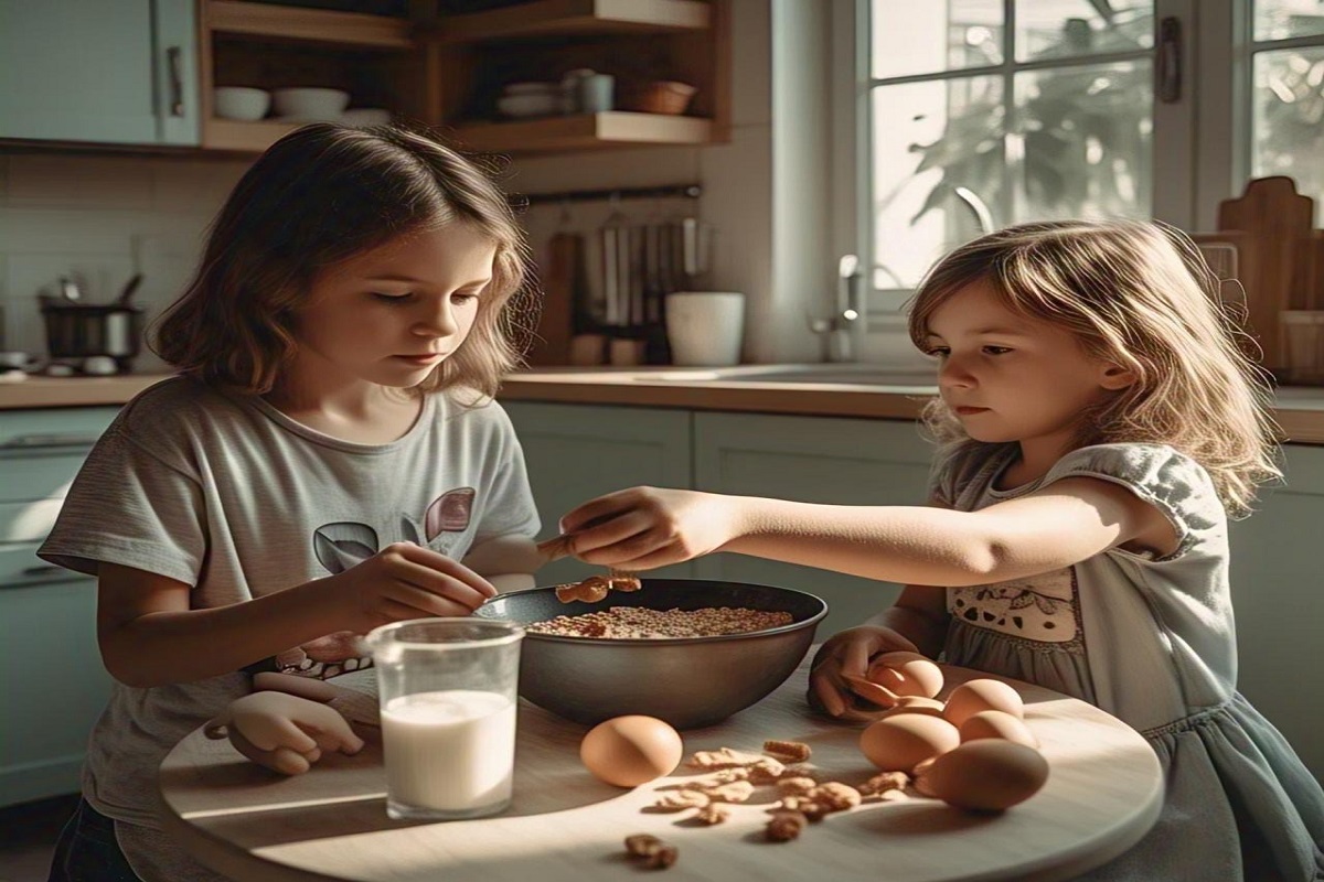 Kids eating healthy foods