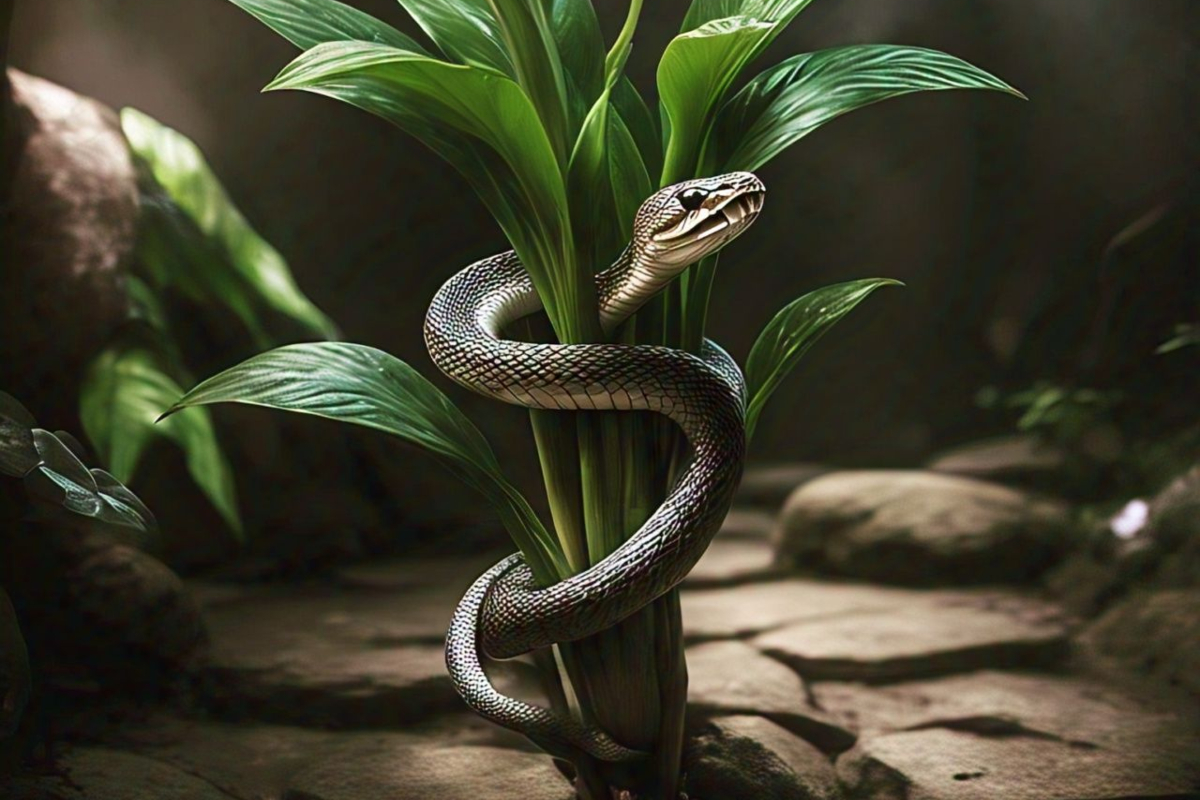 snake in plants