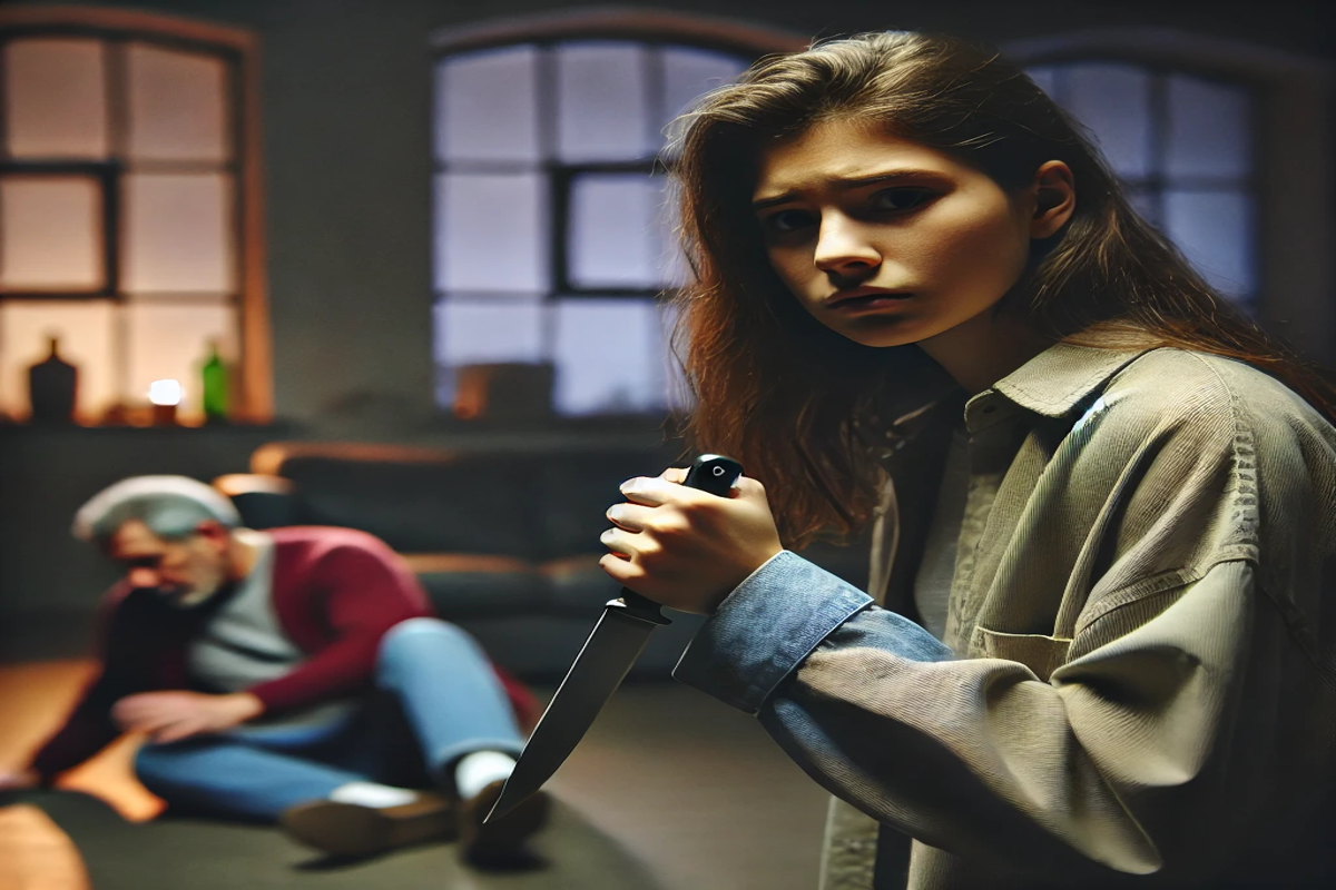 AI Image Daughter cut father genital with knife