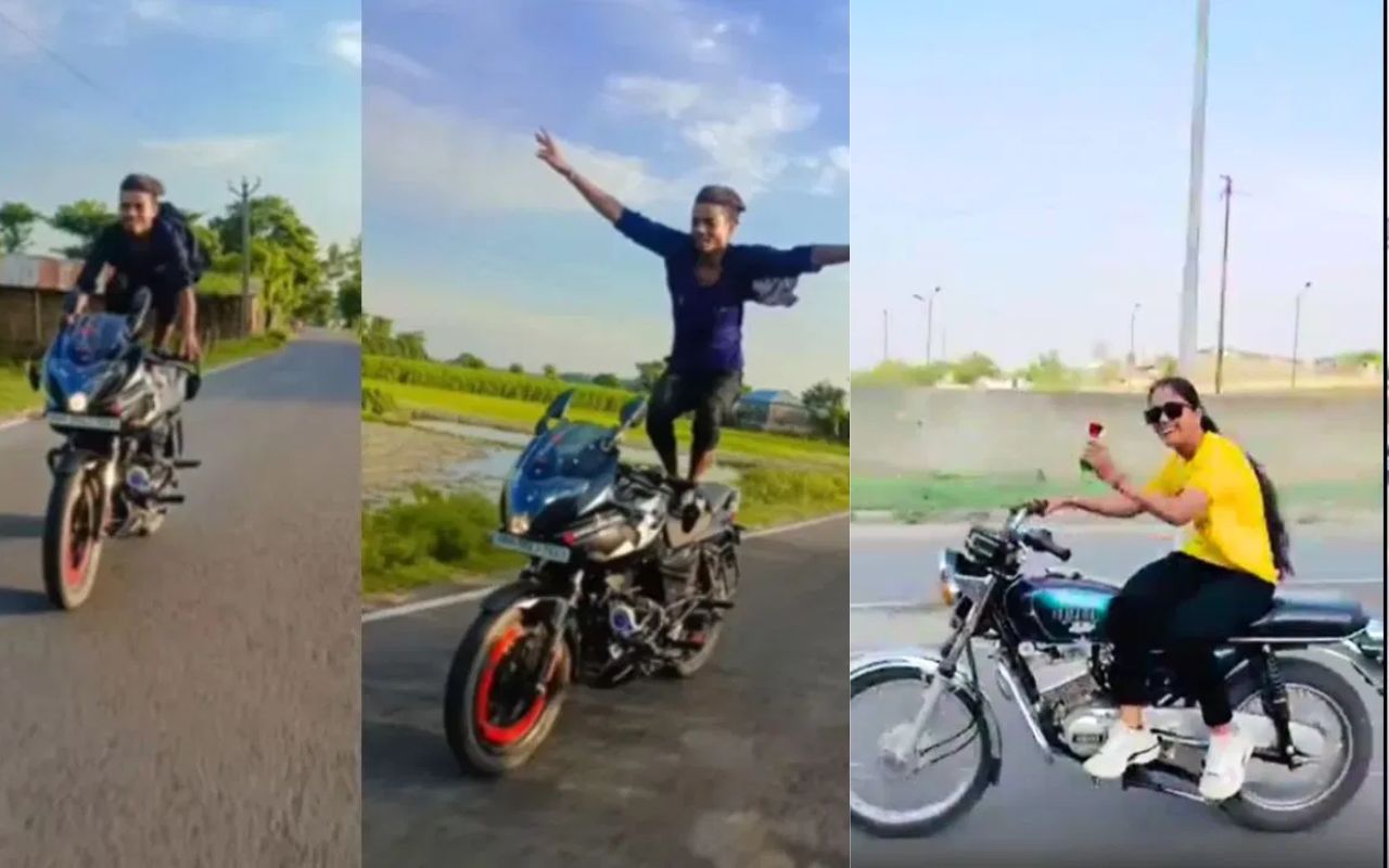 रील का शौक और हाइवे पर खतरनाक स्टंट