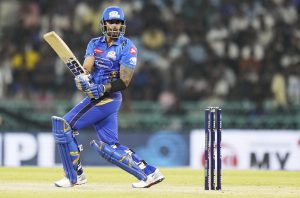 IPL 2025 LSG vs MI: Suryakumar Yadav plays a shot