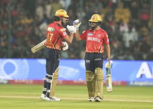 RCB vs PBKS: Nehal Wadhera and M Stoinis celebrate their win
