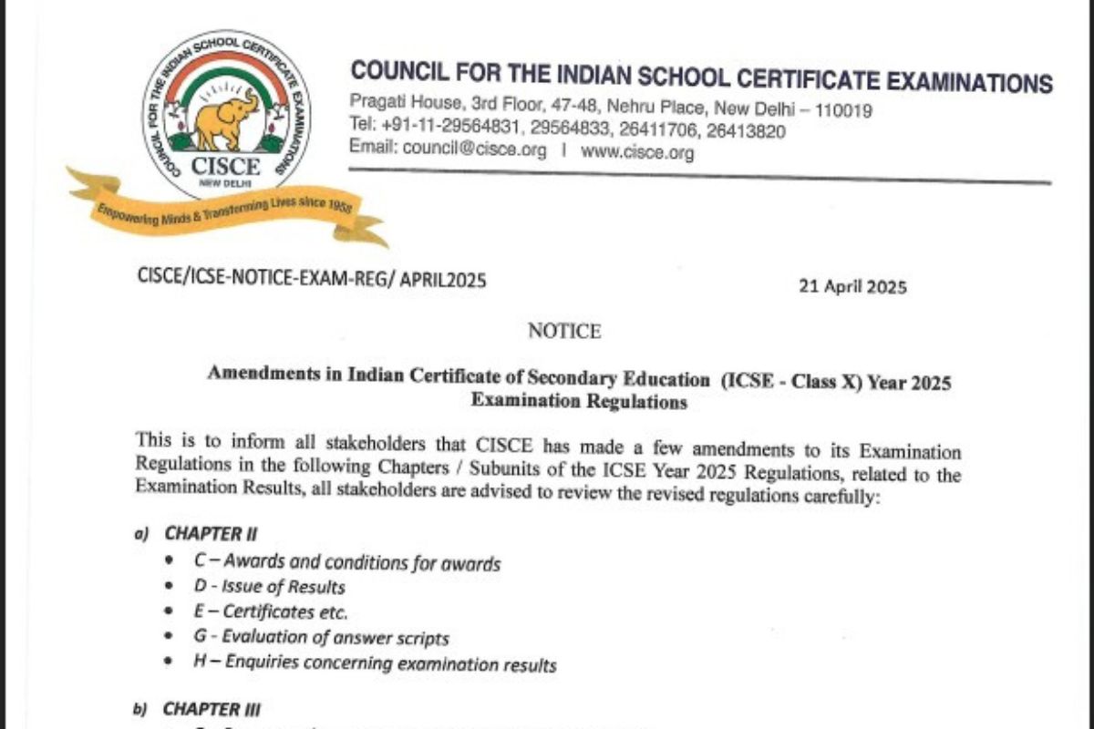 CISCE Exam Rules 2025