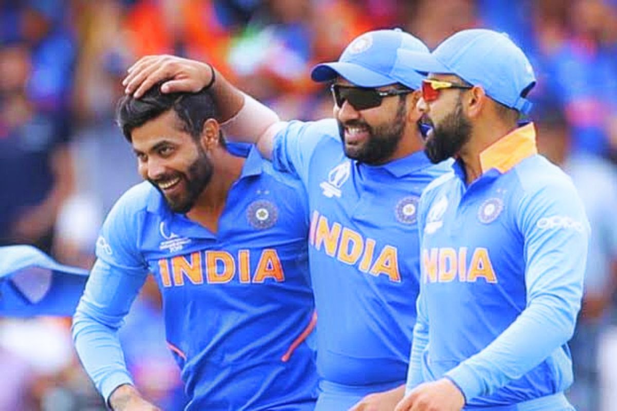 Ravindra Jadeja, Rohit Sharma and Virat Kohli