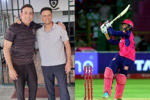 Rahul Dravid, VVS Laxman (Left) and Viabhav Suryavanshi (Right)