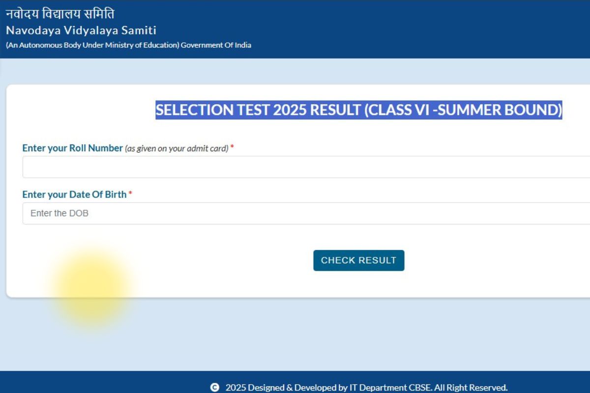 JNVST Class 6, 9 Result 2025