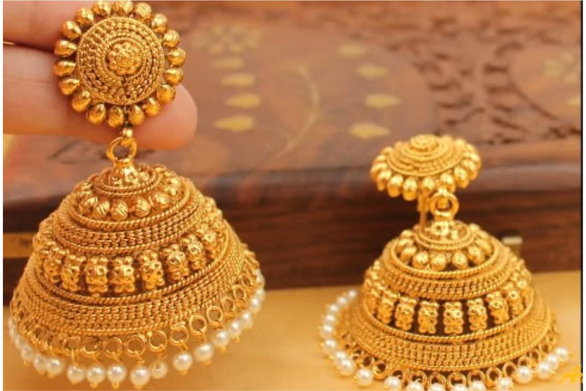 Floral Gold Jhumka Design