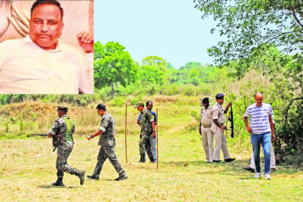 मामले की जांच के लिए घटनास्थल पर पहुंची पुलिस और तस्वीर के अंदर मृतक विनय सिंह की फाइल फोटो