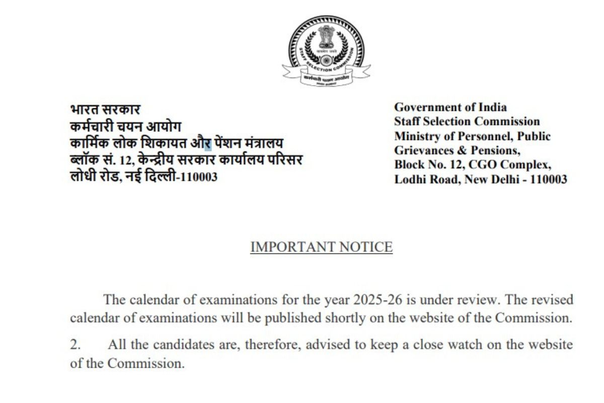 SSC Calendar 2025