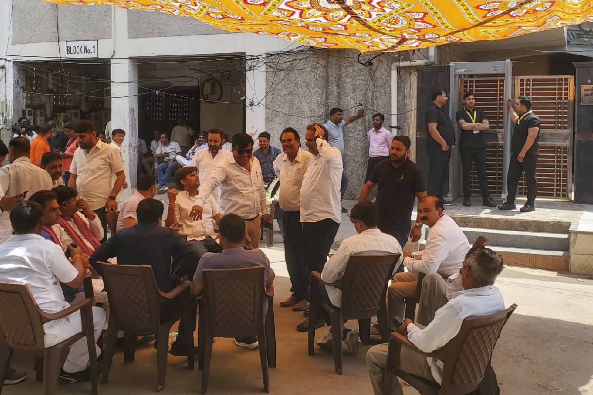 Supporters Outside House of Ramji Lal Suman
