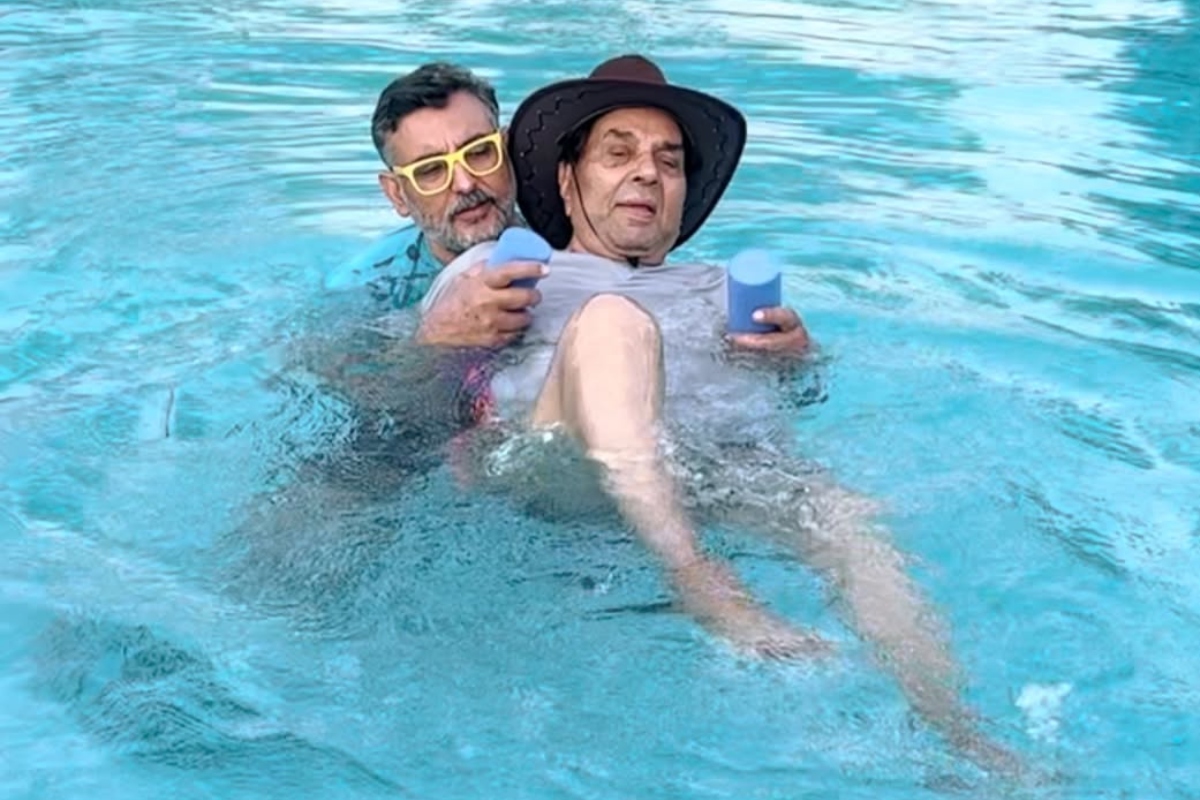 Dharmendra pool workout video viral