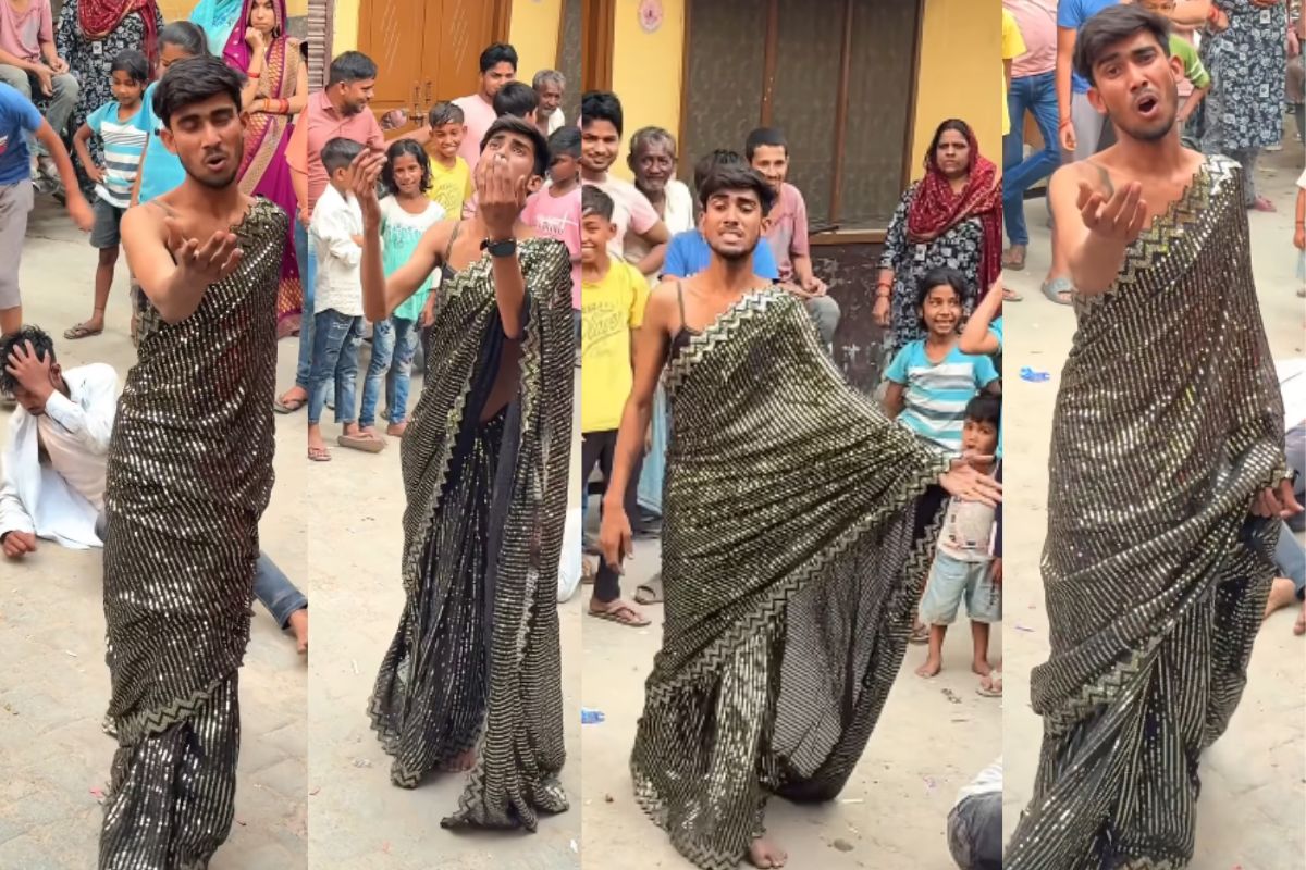 Boy Dancing Wearing Saree