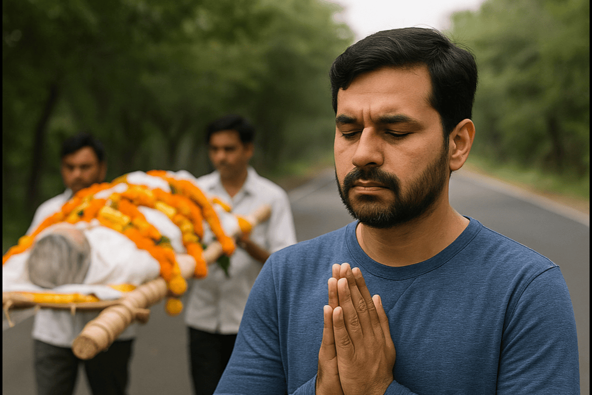 Shubh Sanket during funeral procession