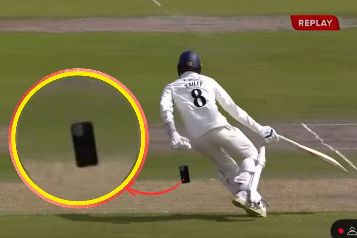 Batsman with Mobile Phone in County Cricket.
