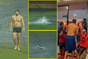 Tim David Enjoyes Rain at M. Chinnaswamy Stadium ahead of IPL 2025 Restart.