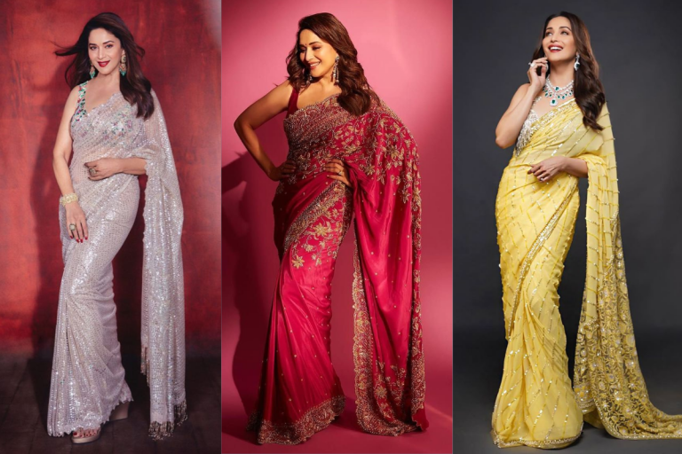 Madhuri Dixit Saree Look: माधुरी दीक्षित के 10 आइकॉनिक साड़ी लुक्स जो हर मौके के लिए परफेक्ट हैं