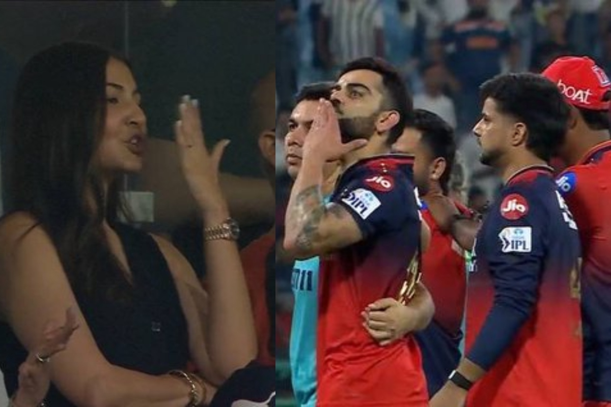 Virat Kohli gives Flying Kisses to Anushka Sharma