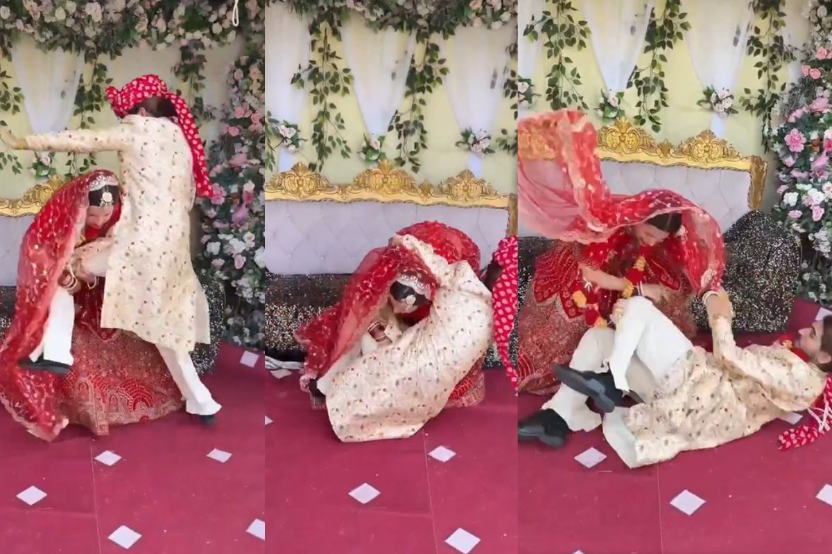 fight between bride and groom