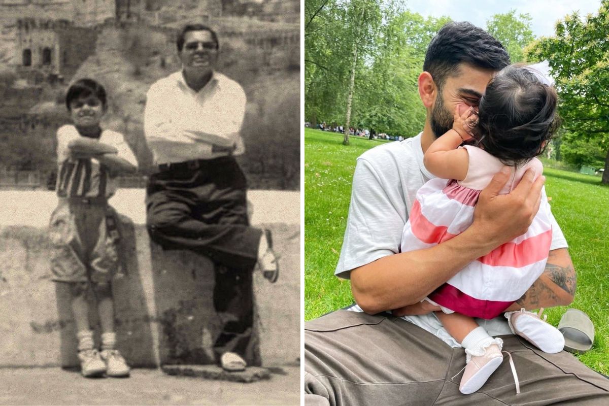 Virat Kohli with Father( Left) with daughter (Right).