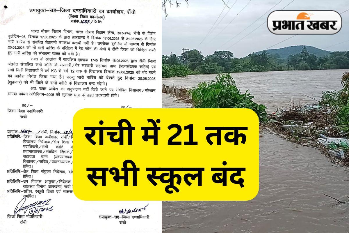 Schools Closed in Ranchi Jharkhand Due To Heavy Rain Alert