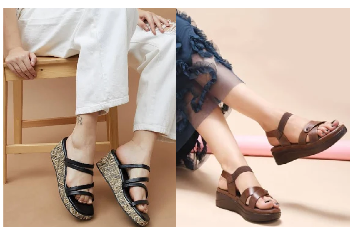 Best wedge heels for daily wear Ethnic wedge heels with embroidery for Indian wear
